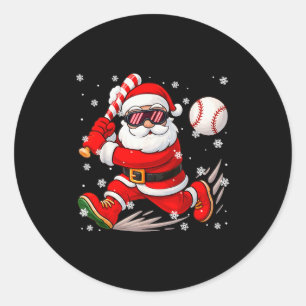 Funny Santa Baseball Christmas Pajamas Xmas Men Bo Classic Round Sticker