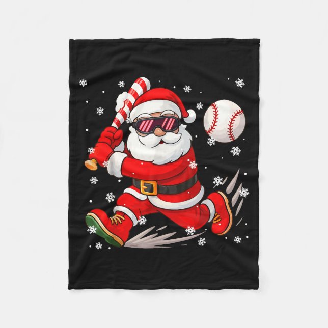 Funny Santa Baseball Christmas Pajamas Xmas Men Bo Fleece Blanket (Front)