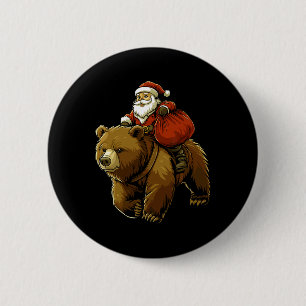 Funny Santa Bear Christmas Graphic Tee Kids Boys M 6 Cm Round Badge