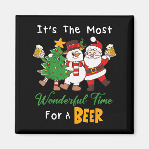 Funny Santa Beer Christmas Drinking Most Wonderful Magnet