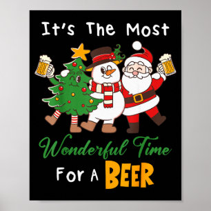 Funny Santa Beer Christmas Drinking Most Wonderful Poster