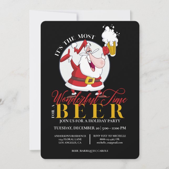 Funny Santa Beer Christmas Holiday Party Invitatio Invitation (Front)