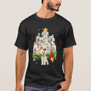 Funny Santa Bichon Frise Christmas Dog Tree Lights T-Shirt