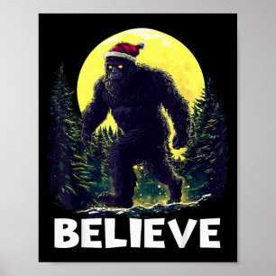 Funny Santa Bigfoot Christmas Sasquatch Believe Xm Poster