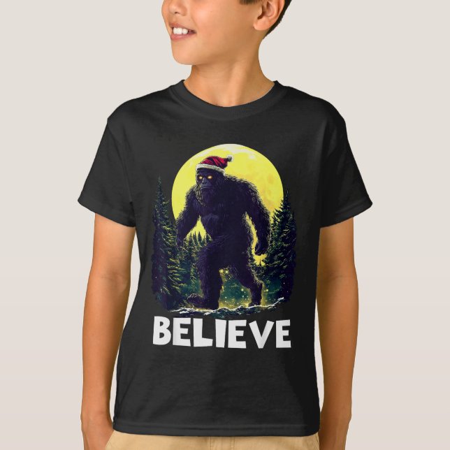 Funny Santa Bigfoot Christmas Sasquatch Believe Xm T-Shirt (Front)