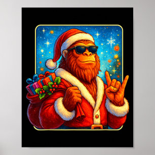 Funny Santa Bigfoot Christmas Sasquatch Xmas Boys  Poster