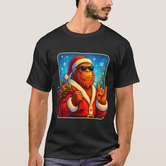 Funny Santa Bigfoot Christmas Sasquatch Xmas Boys  T-Shirt (Front)