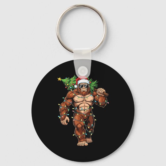 Funny Santa Bigfoot Christmas Tree Christmas Crypt Key Ring (Front)