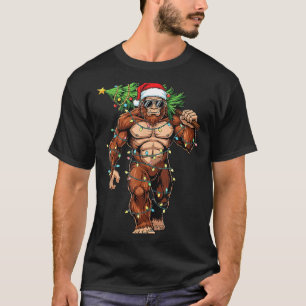 Funny Santa Bigfoot Christmas Tree Christmas Crypt T-Shirt