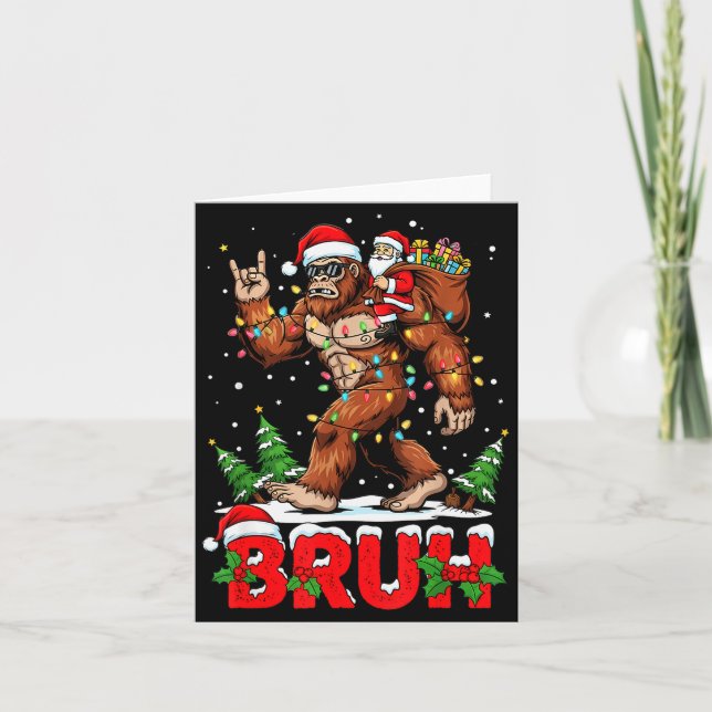 Funny Santa Bigfoot Sasquatch Rock Christmas Xmas  Card (Front)