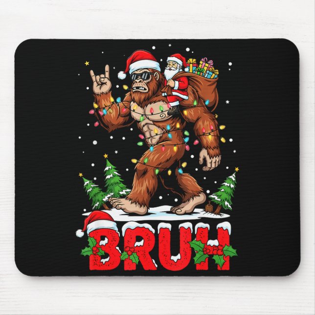Funny Santa Bigfoot Sasquatch Rock Christmas Xmas  Mouse Mat (Front)