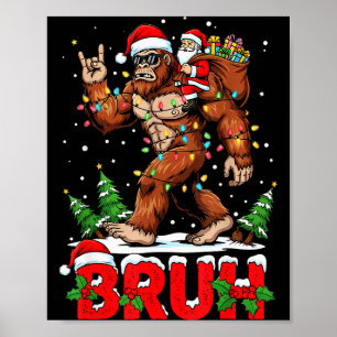 Funny Santa Bigfoot Sasquatch Rock Christmas Xmas  Poster