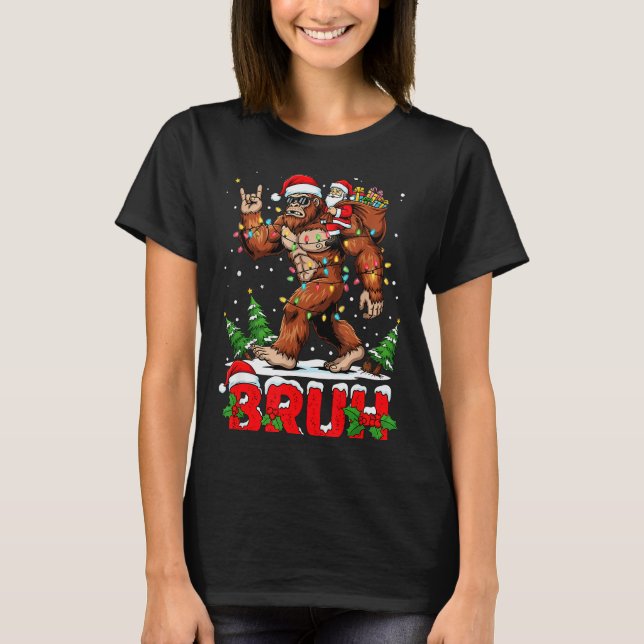 Funny Santa Bigfoot Sasquatch Rock Christmas Xmas  T-Shirt (Front)