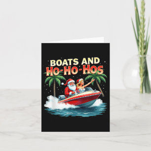 Funny Santa Boats And Ho Ho Hos Christmas Card