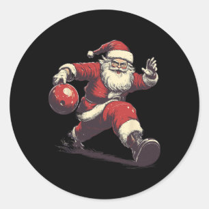 Funny Santa Bowler Bowling Player Christmas Xmas P Classic Round Sticker