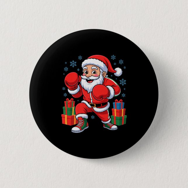 Funny Santa Boxing Lover Boxer Holiday Christmas X 6 Cm Round Badge (Front)