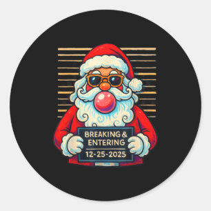 Funny Santa Breaking And Entering Christmas Classic Round Sticker