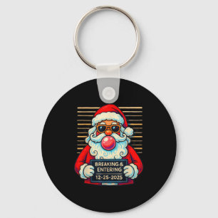 Funny Santa Breaking And Entering Christmas Key Ring
