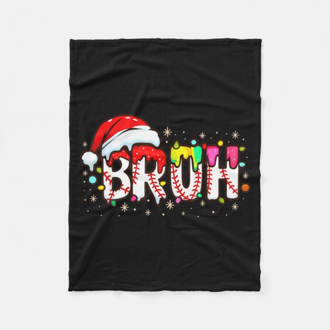 Funny Santa Bruh Baseball Christmas Xmas Meme Paja Fleece Blanket (Front)