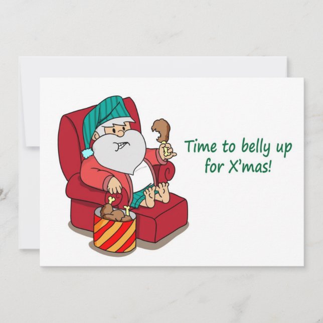 Funny Santa bulks up Christmas Party Feast Invitation (Front)