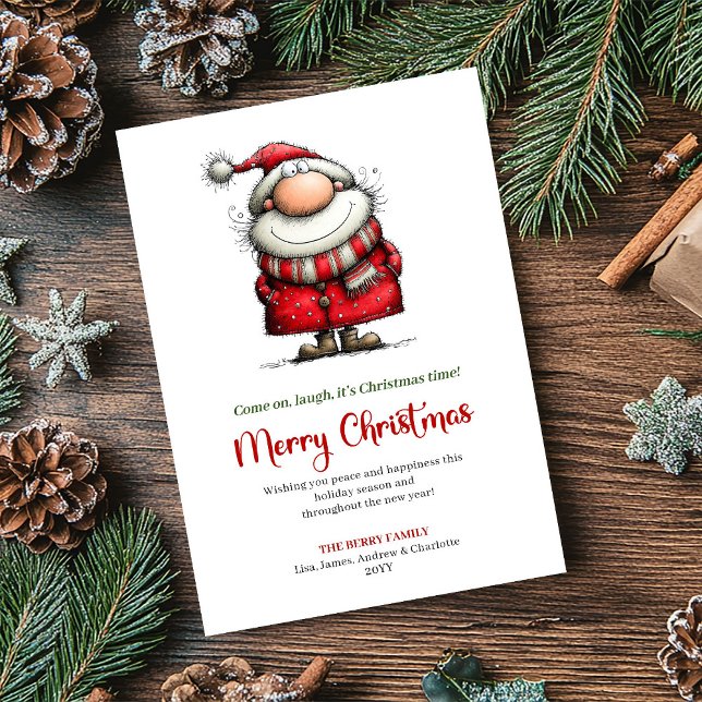 Funny Santa Cartoon Whimsical Holiday Greeting (Funny Santa Cartoon Whimsical Holiday Greeting)