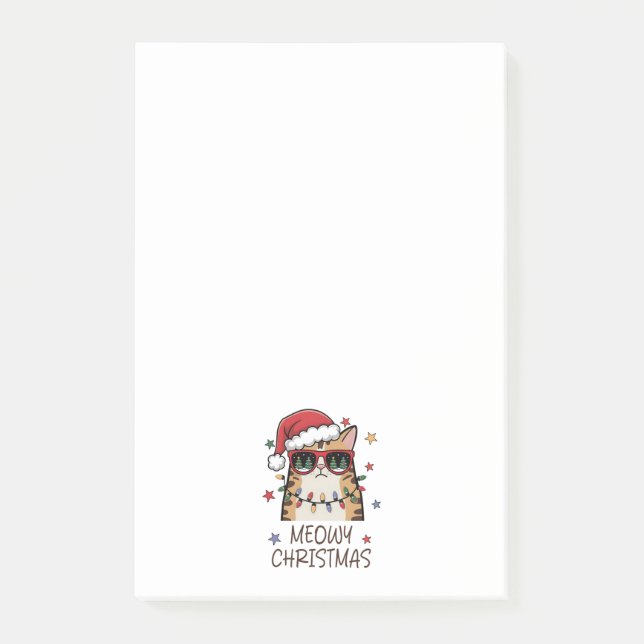Funny Santa Cat “Meowy Christmas”  Post-it Notes (Front)