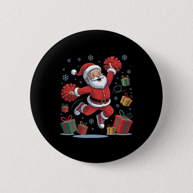 Funny Santa Cheering Cheerleading Christmas Xmas P 6 Cm Round Badge (Front)