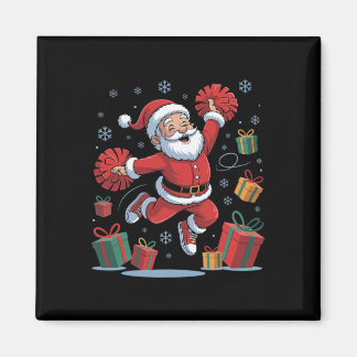 Funny Santa Cheering Cheerleading Christmas Xmas P Magnet