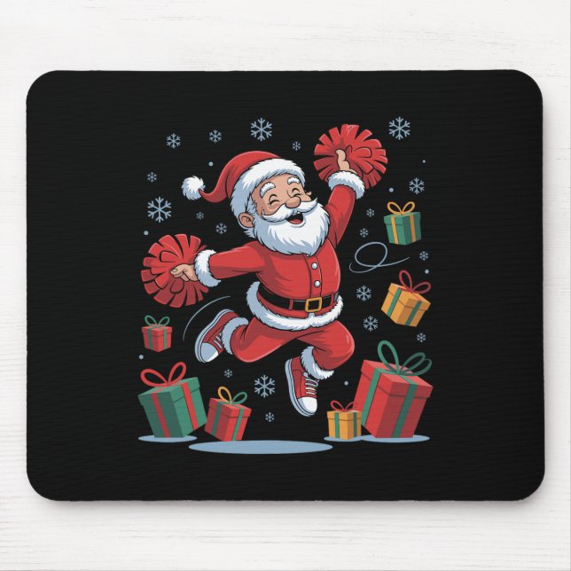 Funny Santa Cheering Cheerleading Christmas Xmas P Mouse Mat (Front)