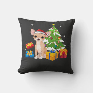 Funny Santa Chihuahua Dog Christmas Tree Gifts Xma Cushion