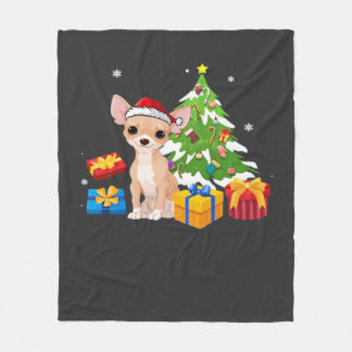 Funny Santa Chihuahua Dog Christmas Tree Gifts Xma Fleece Blanket