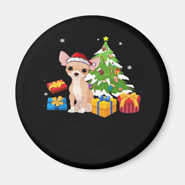 Funny Santa Chihuahua Dog Christmas Tree Gifts Xma Magnet (Front)