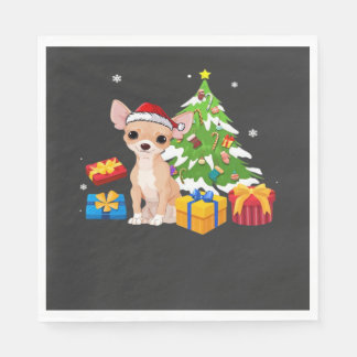 Funny Santa Chihuahua Dog Christmas Tree Gifts Xma Napkin