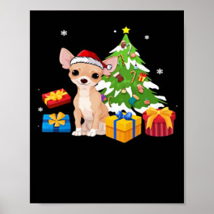 Funny Santa Chihuahua Dog Christmas Tree Gifts Xma Poster