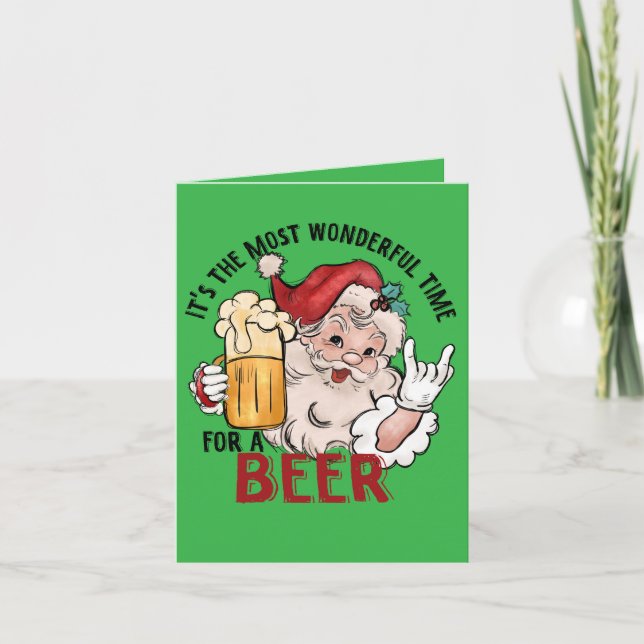 Funny Santa Christmas card for beer drinker (Front)
