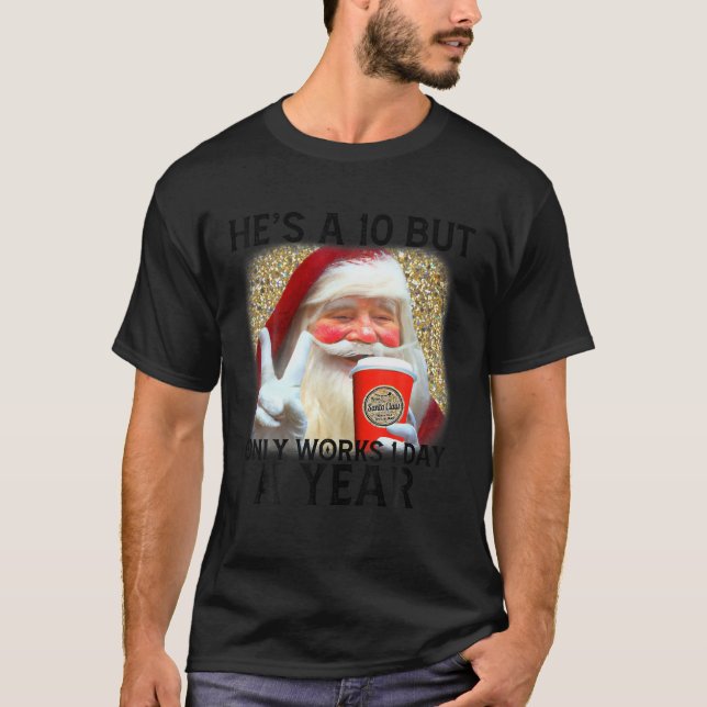 Funny Santa Christmas Coffee Claus Women Xmas Cute T-Shirt (Front)