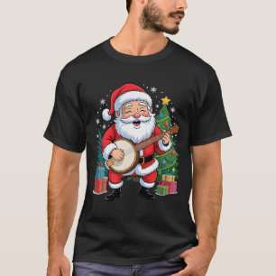 Funny Santa Christmas Design Banjo Holiday Xmas Pa T-Shirt