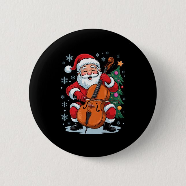 Funny Santa Christmas Design Cello Holiday Xmas Pa 6 Cm Round Badge (Front)