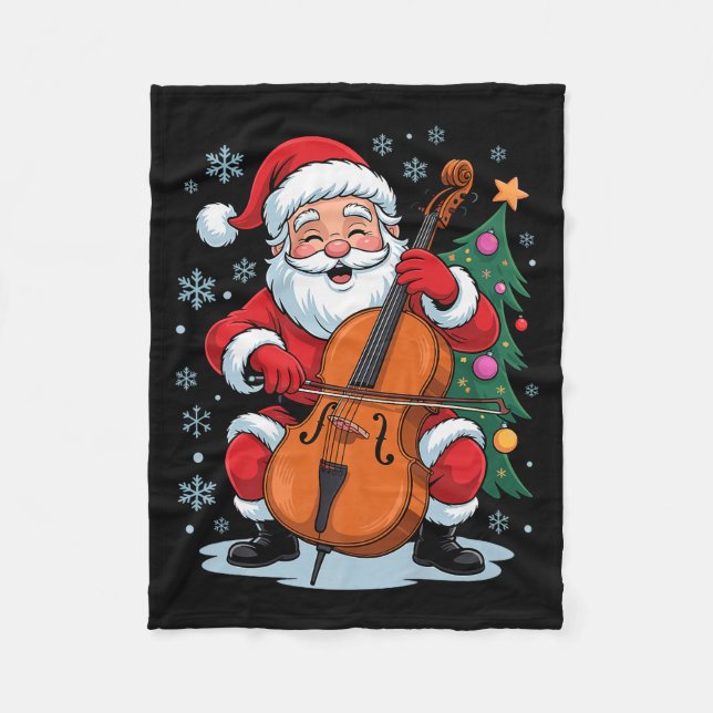 Funny Santa Christmas Design Cello Holiday Xmas Pa Fleece Blanket (Front)