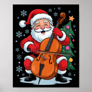 Funny Santa Christmas Design Cello Holiday Xmas Pa Poster