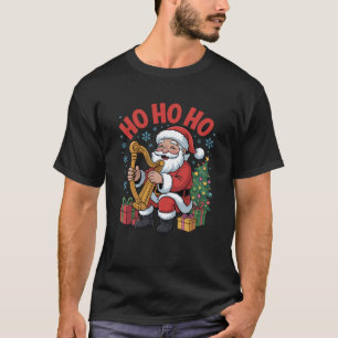 Funny Santa Christmas Design Harp Holiday Xmas Paj T-Shirt