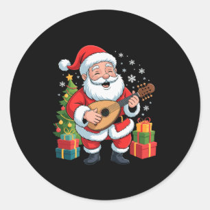 Funny Santa Christmas Design Lute Holiday Xmas Paj Classic Round Sticker