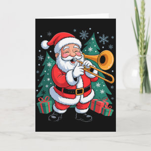 Funny Santa Christmas Design Trombone Holiday Xmas Card