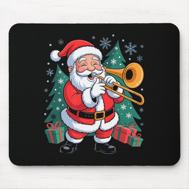 Funny Santa Christmas Design Trombone Holiday Xmas Mouse Mat (Front)