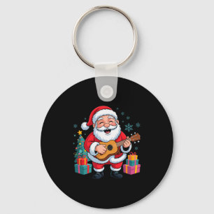 Funny Santa Christmas Design Ukulele Holiday Xmas Key Ring