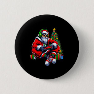 Funny Santa Christmas Gamer Controller Xmas Gaming 6 Cm Round Badge