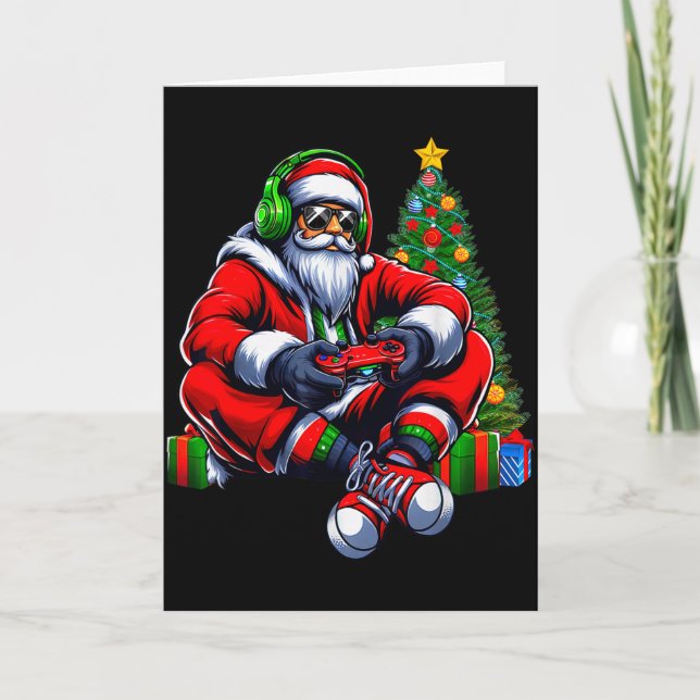 Funny Santa Christmas Gamer Controller Xmas Gaming Card (Front)