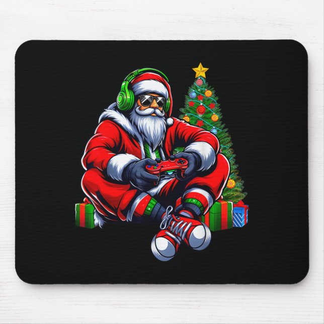 Funny Santa Christmas Gamer Controller Xmas Gaming Mouse Mat (Front)