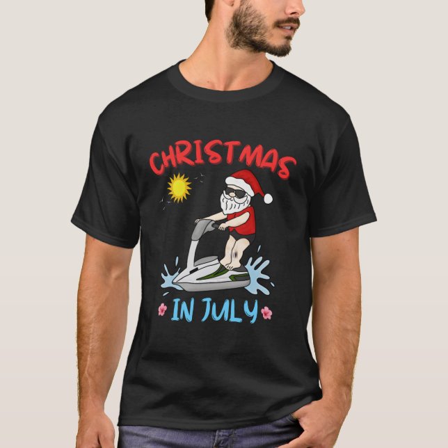 Funny Santa Christmas In July Boys Men Xmas Summer T-Shirt (Front)