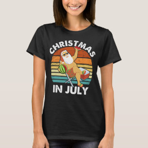 Funny Santa Christmas in July Shirt, Retro Summer  T-Shirt